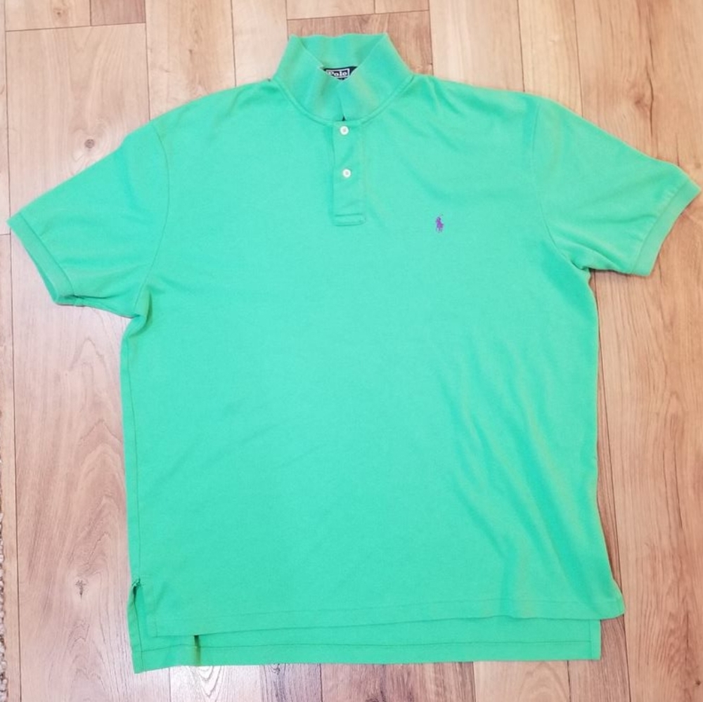 Ralph Lauren Men's Green/Purple Polo Shirt